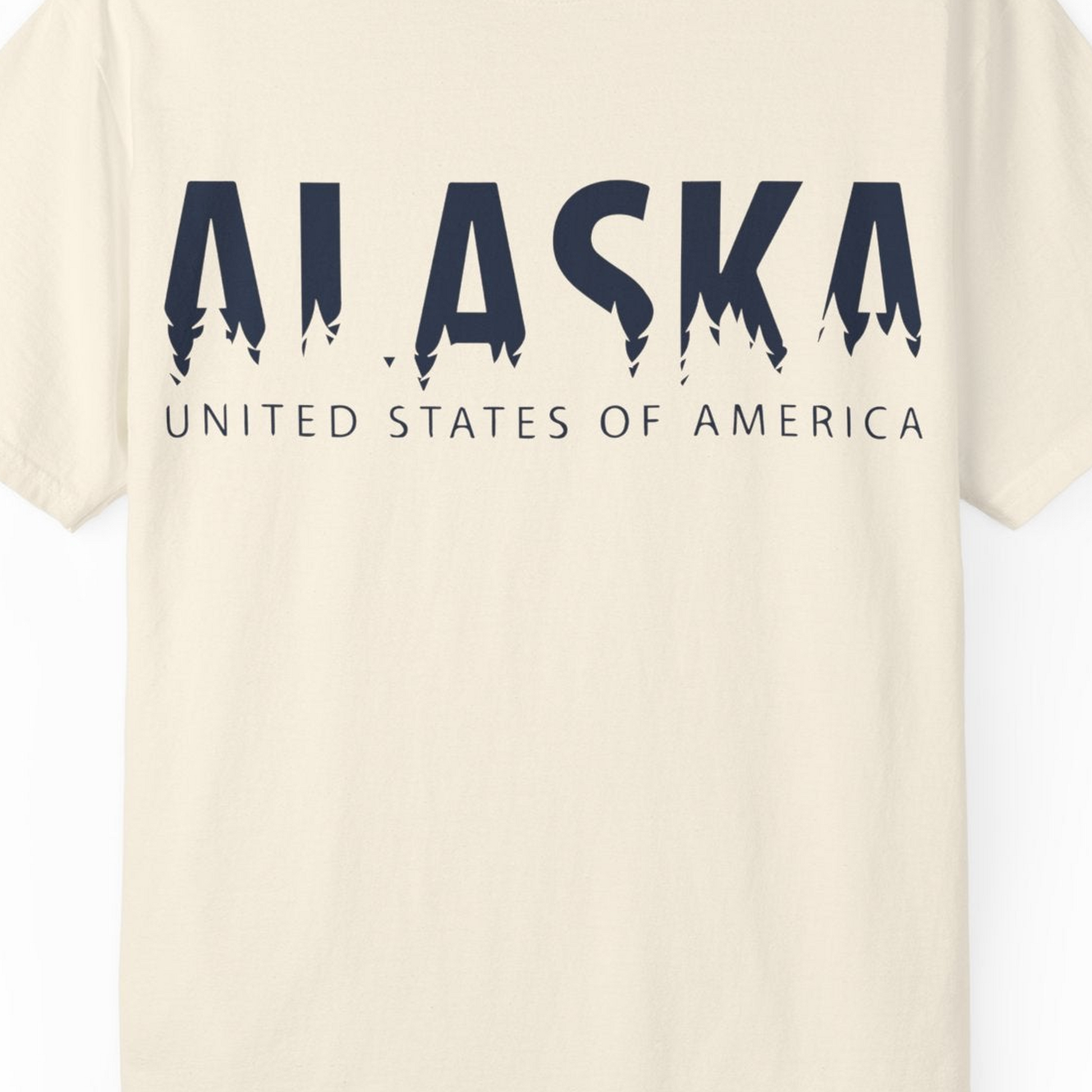 Alaska United States Typography Shirt Comfort Colors T-Shirt – Ivory – Alaska Cruise Shirts Close Up