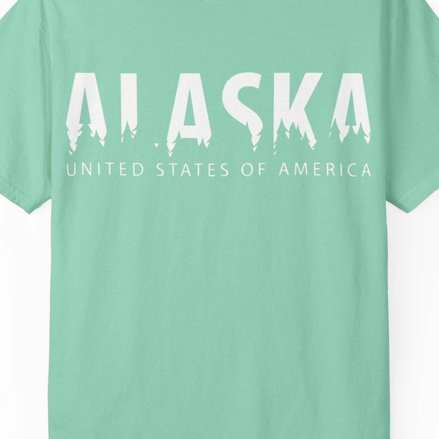 Alaska United States Typography Shirt Comfort Colors T-Shirt – Island Reef – Alaska Cruise Shirts Close Up