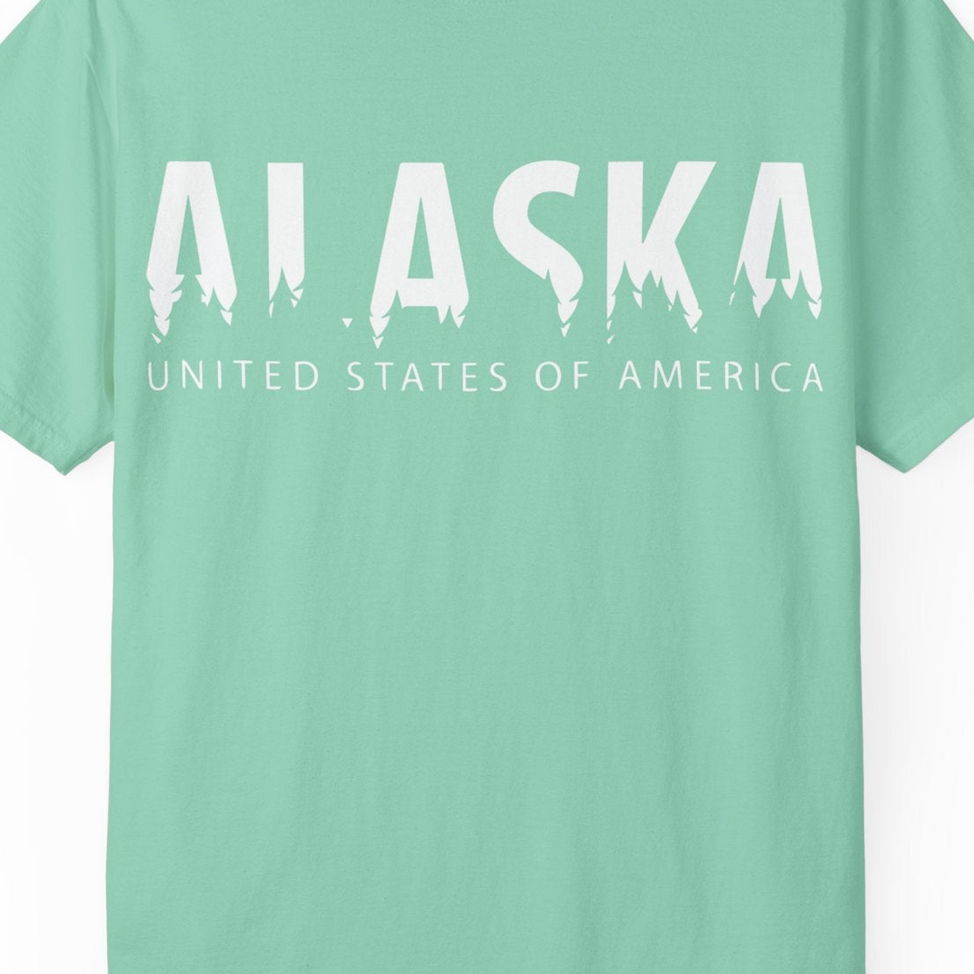 Alaska United States Typography Shirt Comfort Colors T-Shirt – Island Reef – Alaska Cruise Shirts Close Up