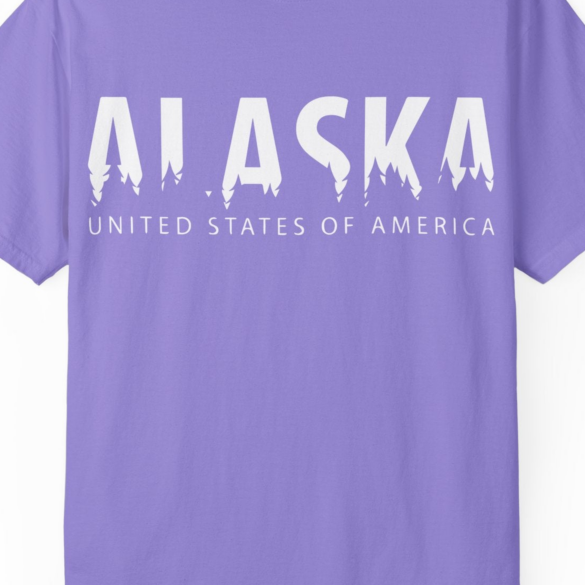 Alaska United States Typography Shirt Comfort Colors T-Shirt – Violet – Alaska Cruise Shirts Close Up