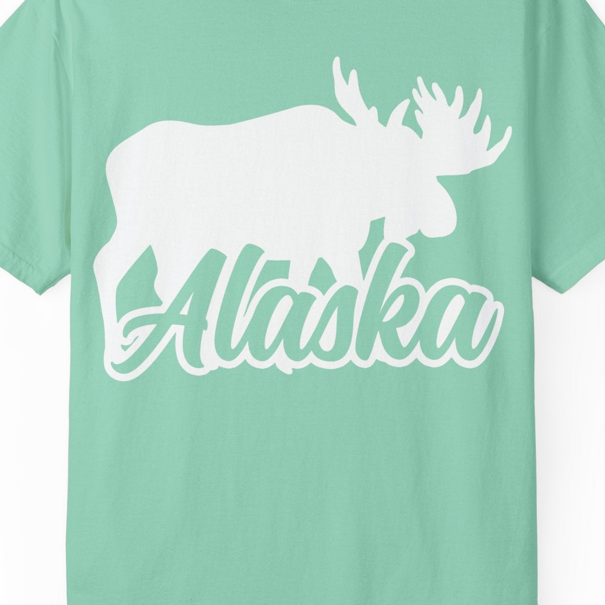 Alaska Moose Wildlife Silhouette Shirt Comfort Colors T-Shirt – Island Reef – Alaska Cruise Shirts Close Up