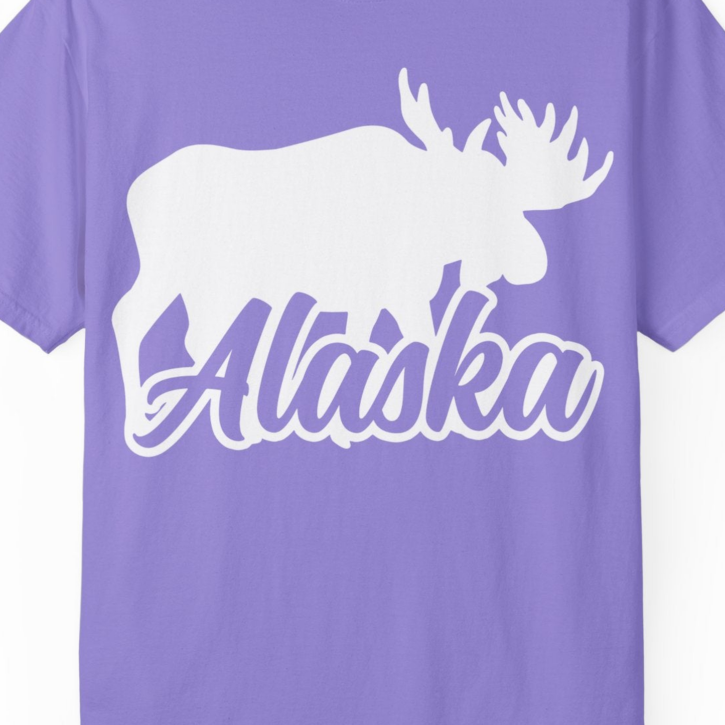 Alaska Moose Wildlife Silhouette Shirt Comfort Colors T-Shirt – Violet – Alaska Cruise Shirts Close Up