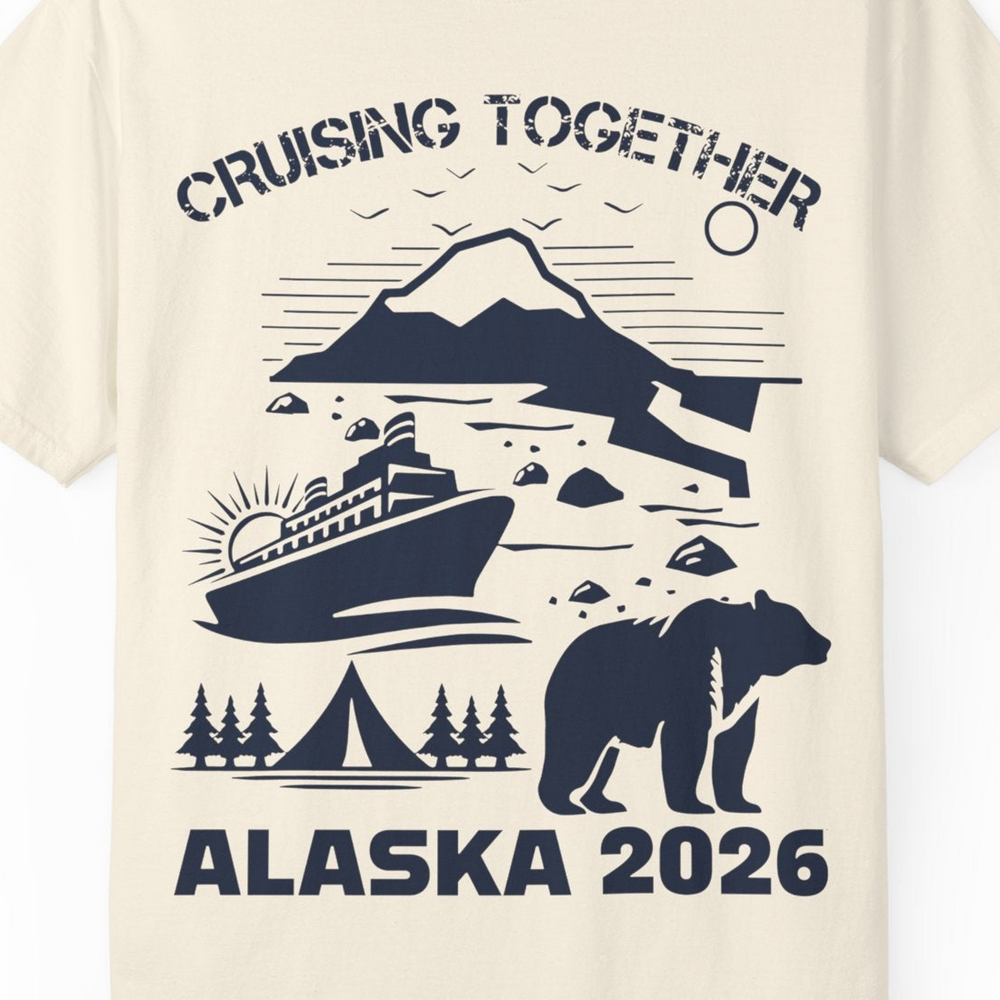 Alaska Cruise 2026 Family Adventure Bear Mountain Nature Shirt — Comfort Comfort Colors T-Shirt – Ivory – Alaska Cruise Shirts Close Up