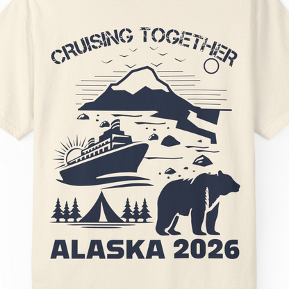 Alaska Cruise 2026 Family Adventure Bear Mountain Nature Shirt — Comfort Comfort Colors T-Shirt – Ivory – Alaska Cruise Shirts Close Up