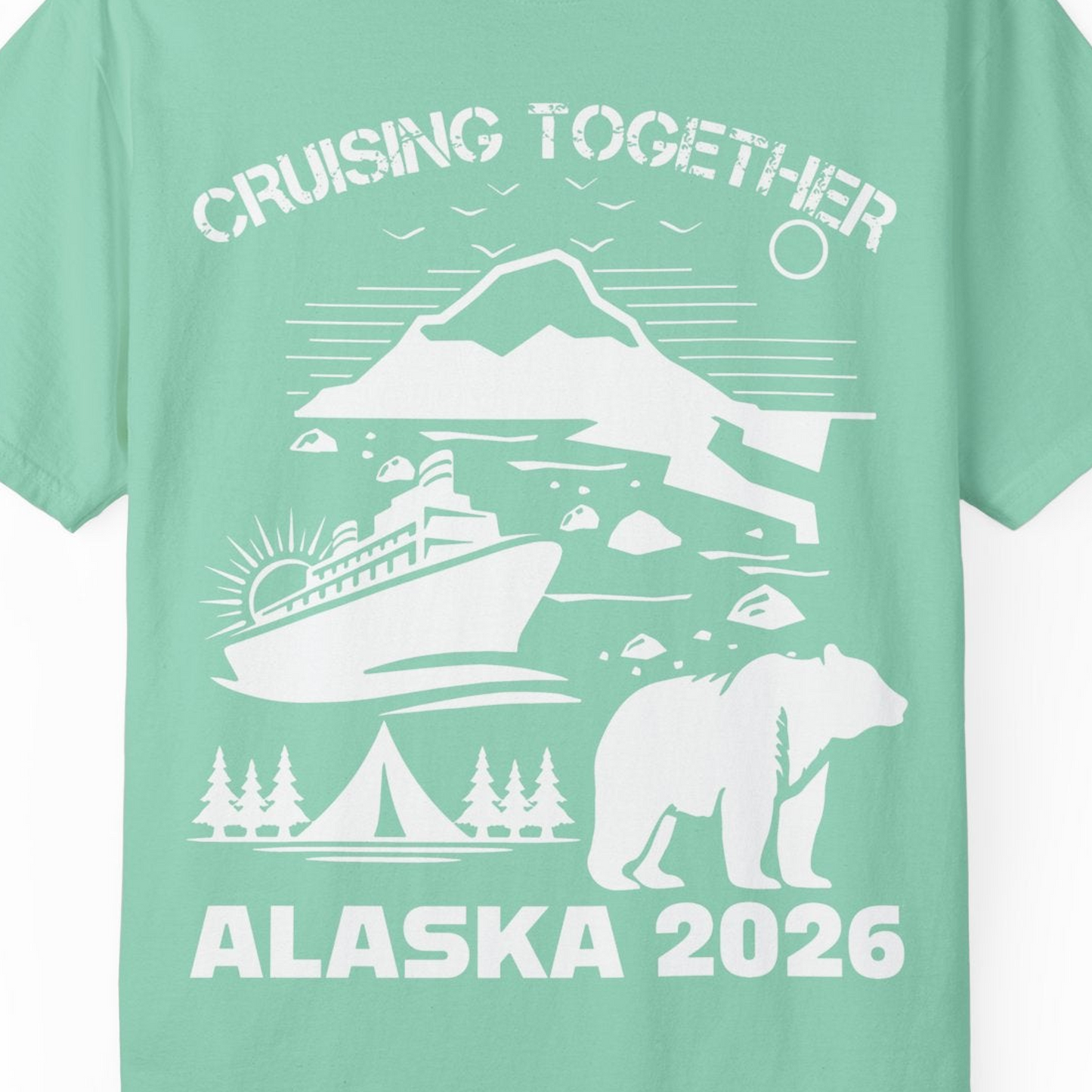 Alaska Cruise 2026 Family Adventure Bear Mountain Nature Shirt — Comfort Comfort Colors T-Shirt – Island Reef – Alaska Cruise Shirts Close Up