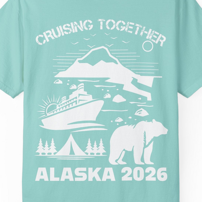 Alaska Cruise 2026 Family Adventure Bear Mountain Nature Shirt — Comfort Comfort Colors T-Shirt – Chalky Mint – Alaska Cruise Shirts Close Up