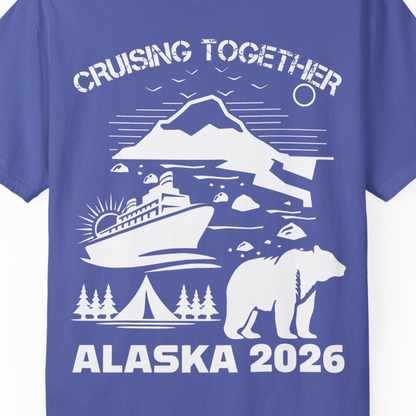Alaska Cruise 2026 Family Adventure Bear Mountain Nature Shirt — Comfort Comfort Colors T-Shirt – Periwinkle – Alaska Cruise Shirts Close Up