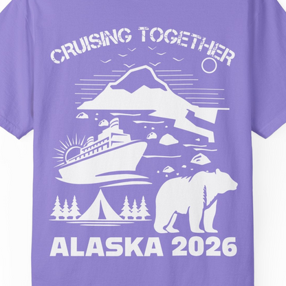Alaska Cruise 2026 Family Adventure Bear Mountain Nature Shirt — Comfort Comfort Colors T-Shirt – Violet – Alaska Cruise Shirts Close Up