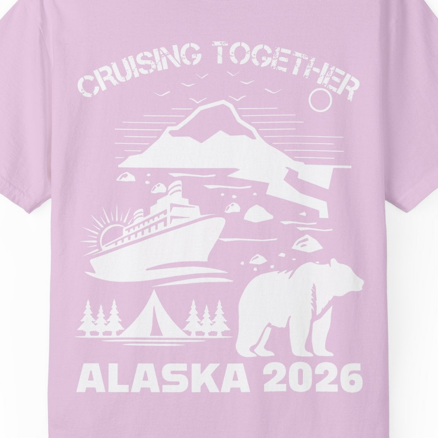 Alaska Cruise 2026 Family Adventure Bear Mountain Nature Shirt — Comfort Comfort Colors T-Shirt – Orchid – Alaska Cruise Shirts Close Up