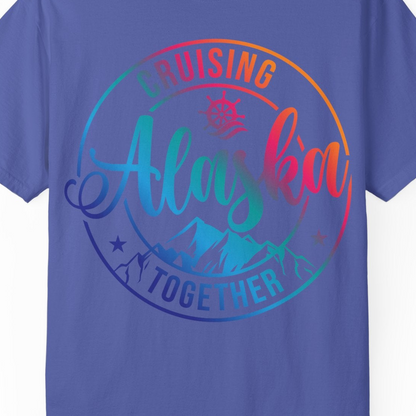 Cruising Alaska Together Shirt Comfort Colors T-Shirt – Periwinkle – Alaska Cruise Shirts Close Up
