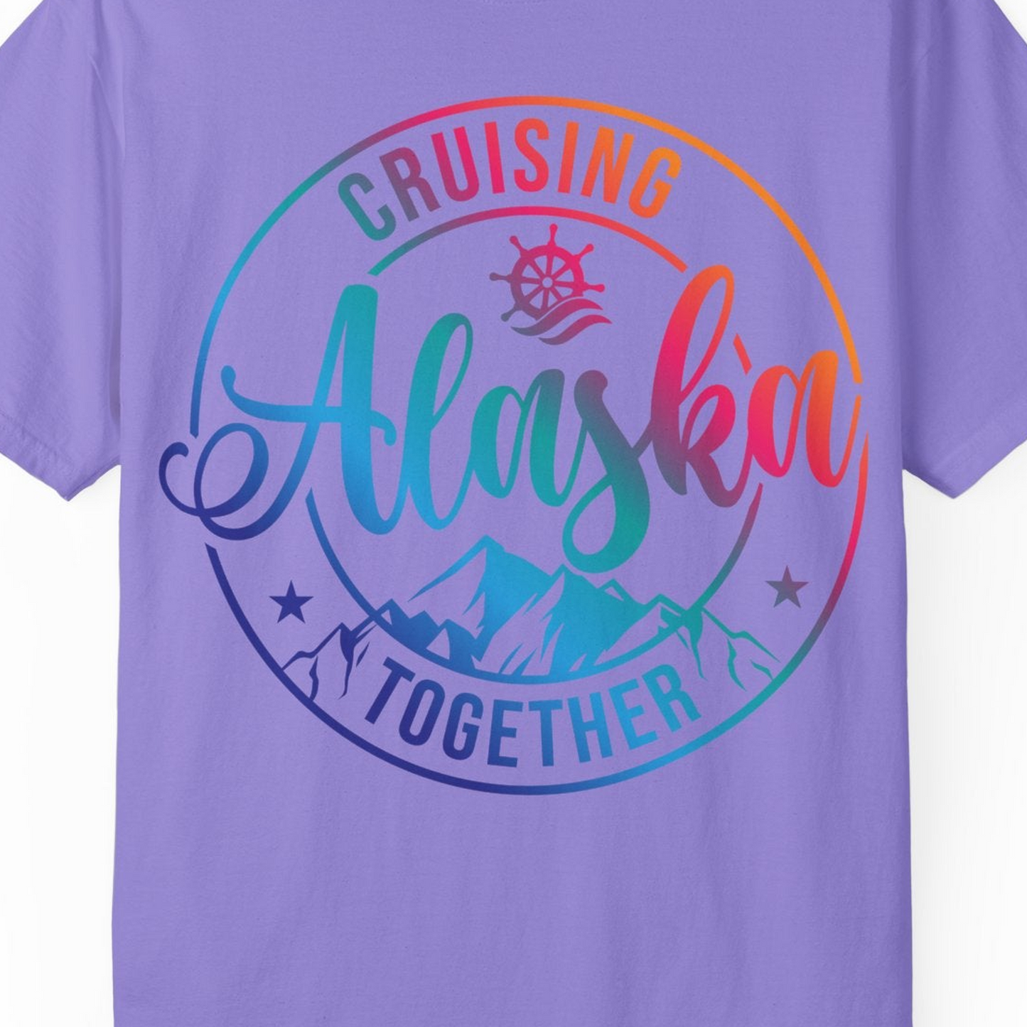 Cruising Alaska Together Shirt Comfort Colors T-Shirt – Violet – Alaska Cruise Shirts Close Up