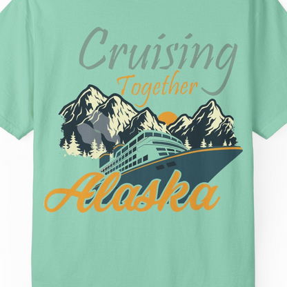 Cruising Together Alaska Mountains Family Alaska Cruise Adventure Shirt — Comfort Comfort Colors T-Shirt – Island Reef – Alaska Cruise Shirts Close Up