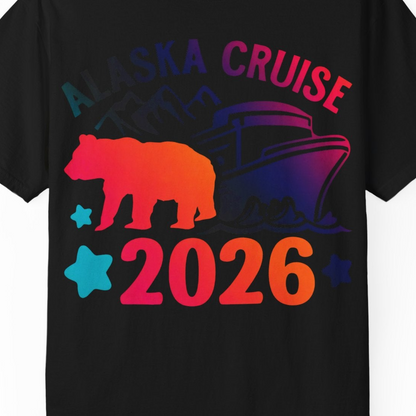 Alaska Cruise 2026 Shirt Comfort Colors T-Shirt – Black – Alaska Cruise Shirts Close Up