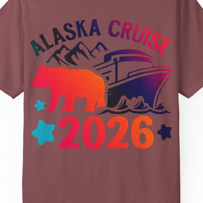 Alaska Cruise 2026 Shirt Comfort Colors T-Shirt – Brick – Alaska Cruise Shirts Close Up