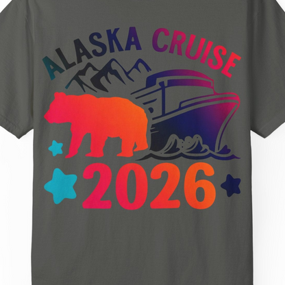 Alaska Cruise 2026 Shirt Comfort Colors T-Shirt – Pepper – Alaska Cruise Shirts Close Up