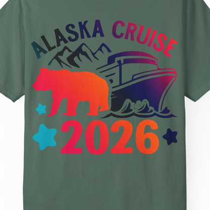 Alaska Cruise 2026 Shirt Comfort Colors T-Shirt – Blue Spruce – Alaska Cruise Shirts Close Up