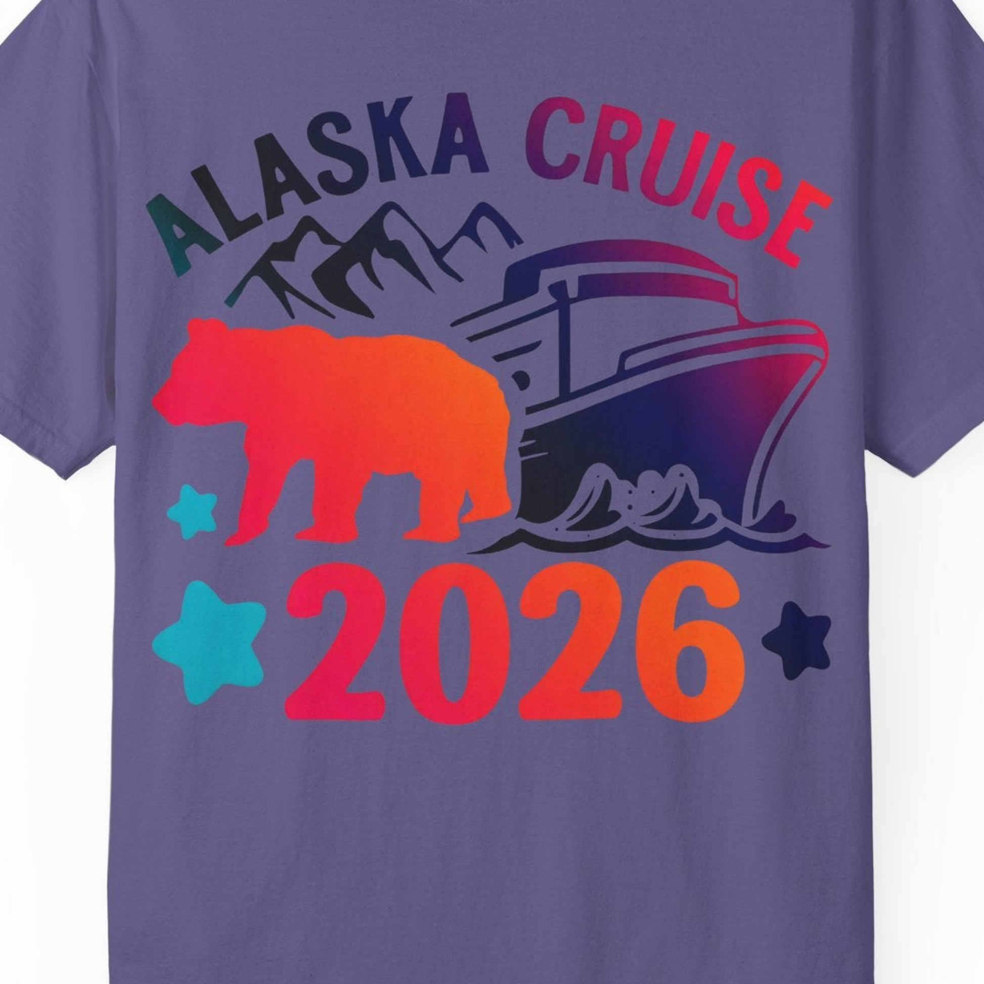Alaska Cruise 2026 Shirt Comfort Colors T-Shirt – Grape – Alaska Cruise Shirts Close Up