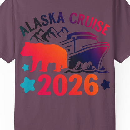 Alaska Cruise 2026 Shirt Comfort Colors T-Shirt – Berry – Alaska Cruise Shirts Close Up