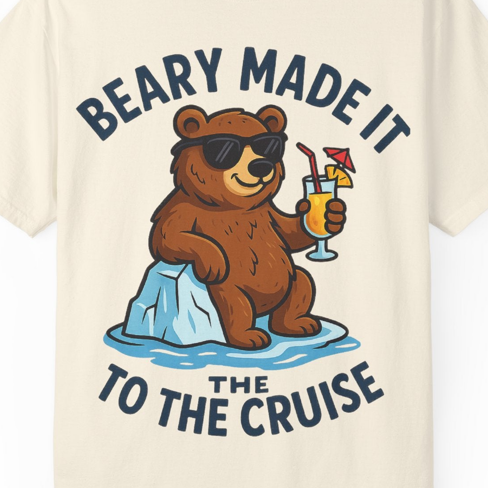 Funny Cruise Bear Shirt Comfort Colors T-Shirt – Ivory – Alaska Cruise Shirts Close Up