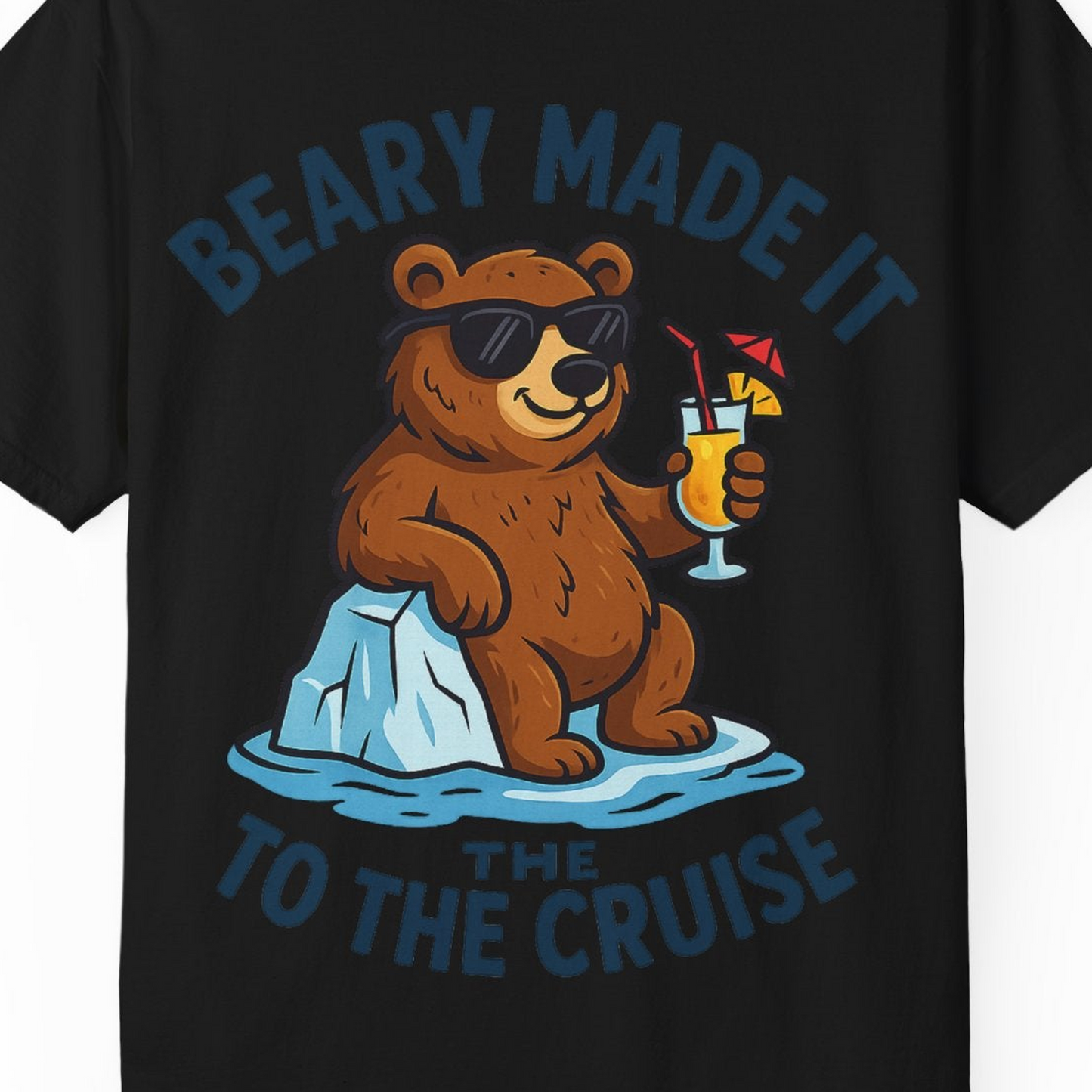 Funny Cruise Bear Shirt Comfort Colors T-Shirt – Black – Alaska Cruise Shirts Close Up