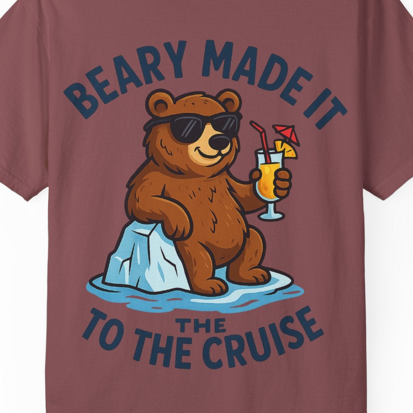 Funny Cruise Bear Shirt Comfort Colors T-Shirt – Brick – Alaska Cruise Shirts Close Up
