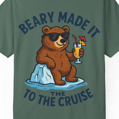 Funny Cruise Bear Shirt Comfort Colors T-Shirt – Blue Spruce – Alaska Cruise Shirts Close Up