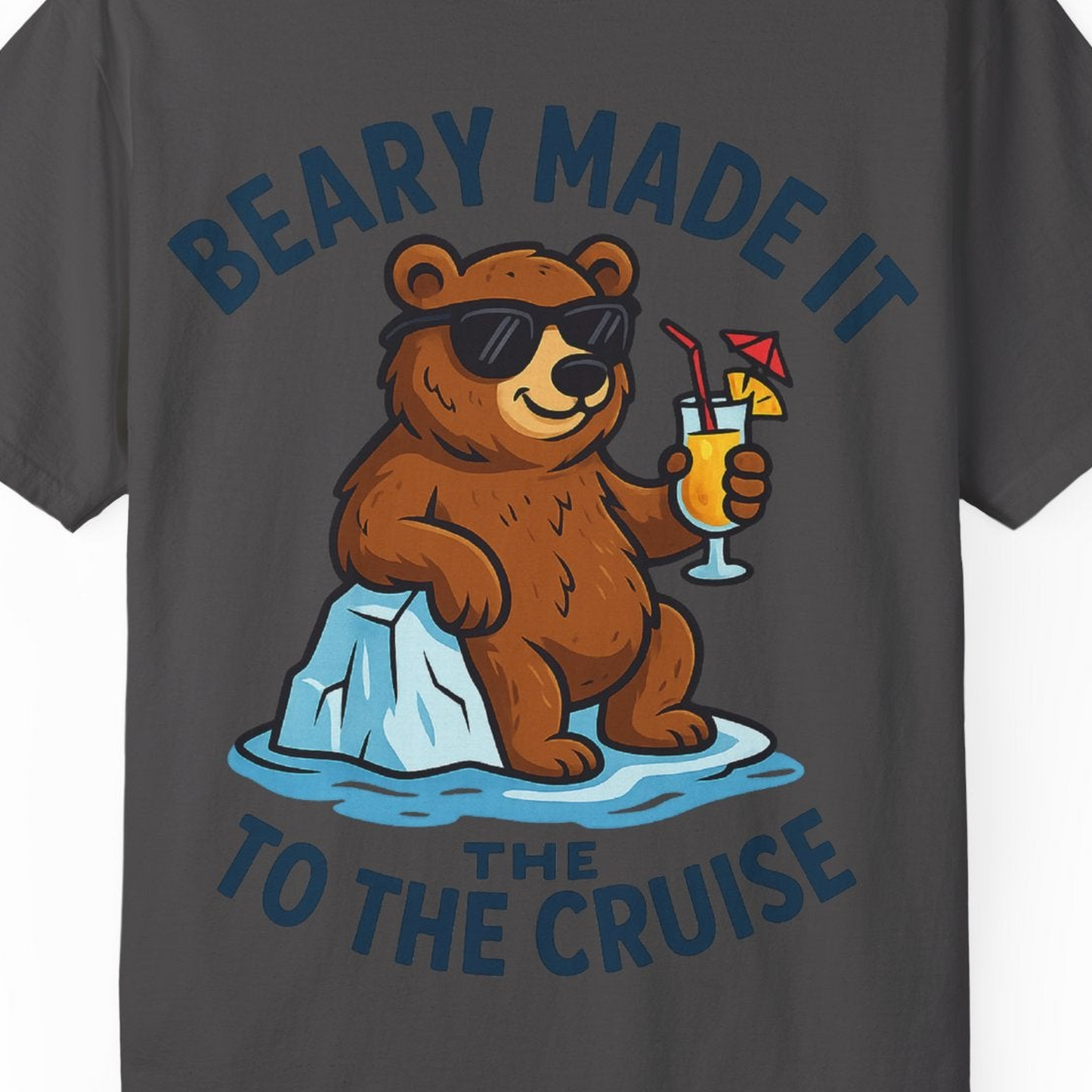 Funny Cruise Bear Shirt Comfort Colors T-Shirt – Graphite – Alaska Cruise Shirts Close Up