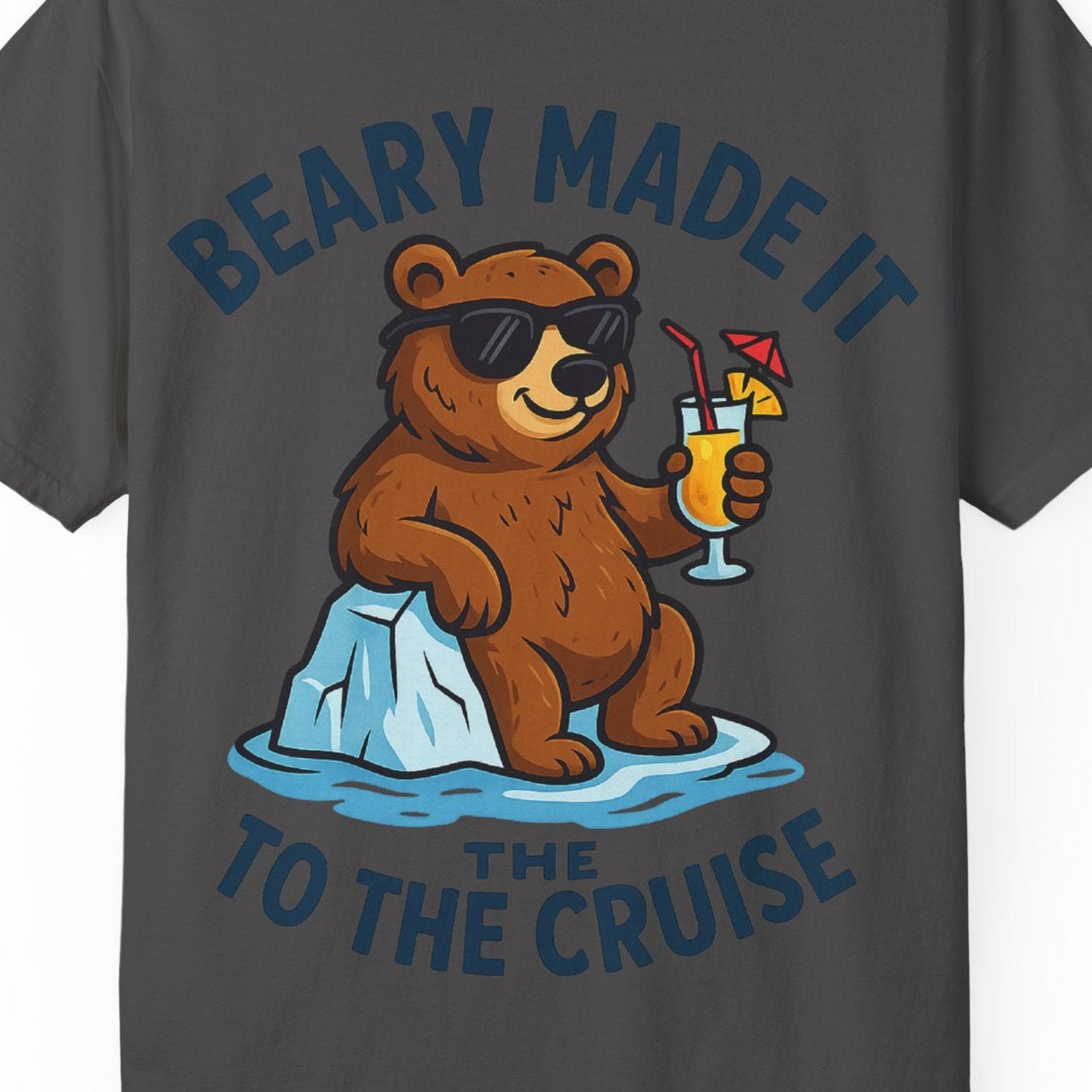 Funny Cruise Bear Shirt Comfort Colors T-Shirt – Graphite – Alaska Cruise Shirts Close Up