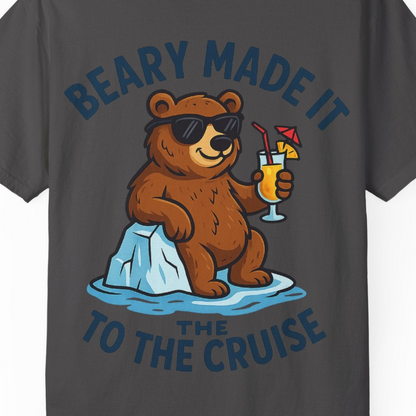 Funny Cruise Bear Shirt Comfort Colors T-Shirt – Graphite – Alaska Cruise Shirts Close Up