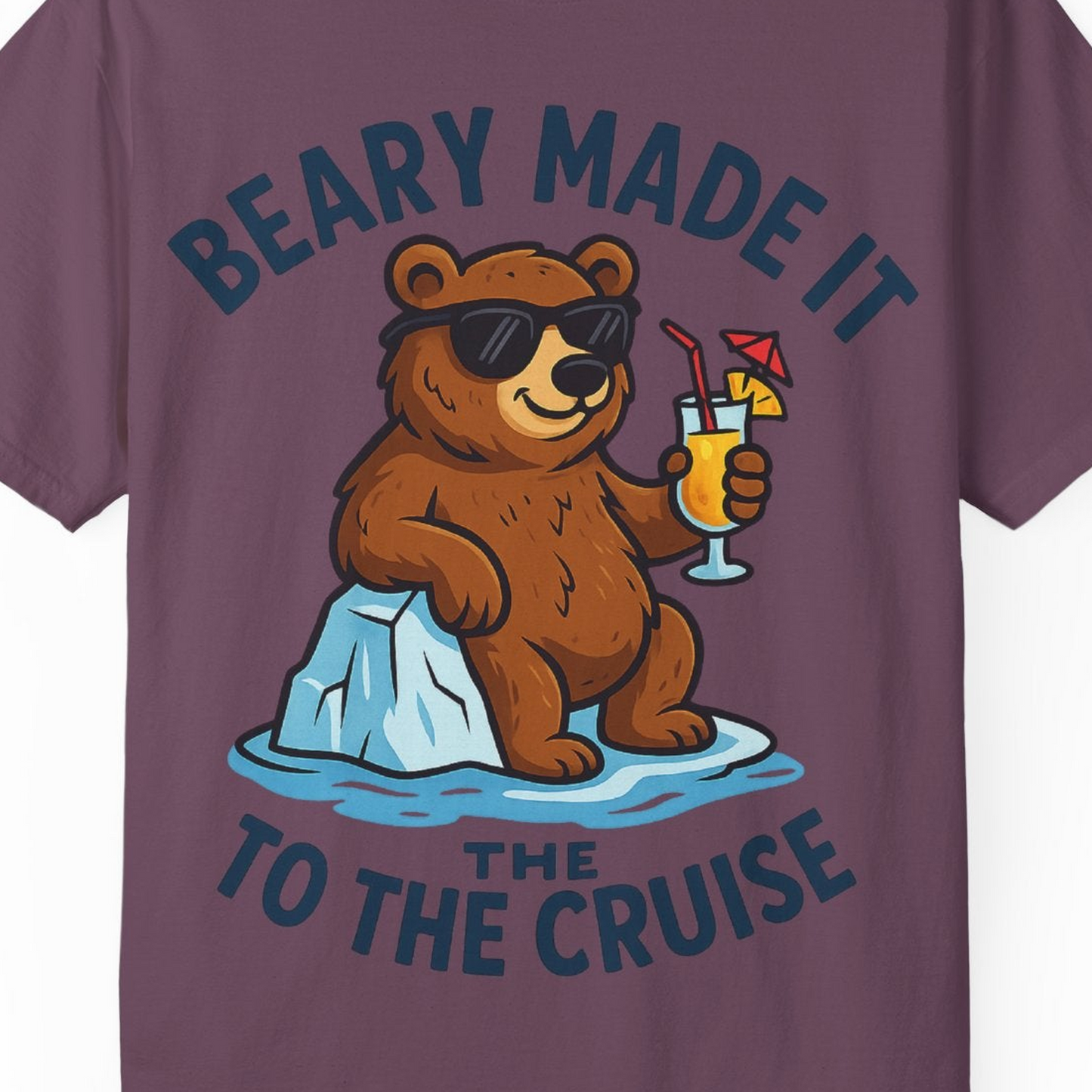 Funny Cruise Bear Shirt Comfort Colors T-Shirt – Berry – Alaska Cruise Shirts Close Up