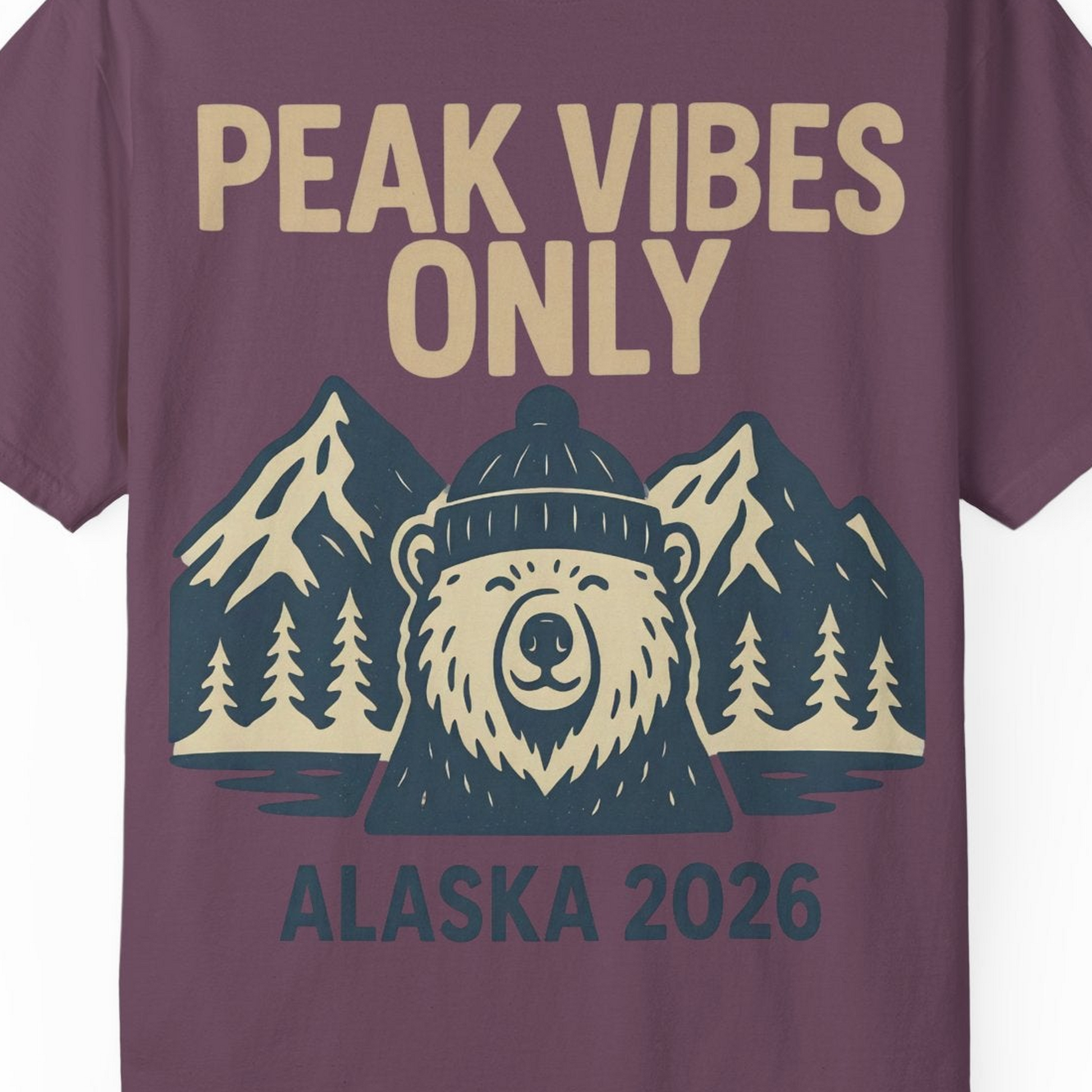 Alaska 2026 Mountain Adventure Bear Comfort Colors T-Shirt – Berry – Alaska Cruise Shirts Close Up