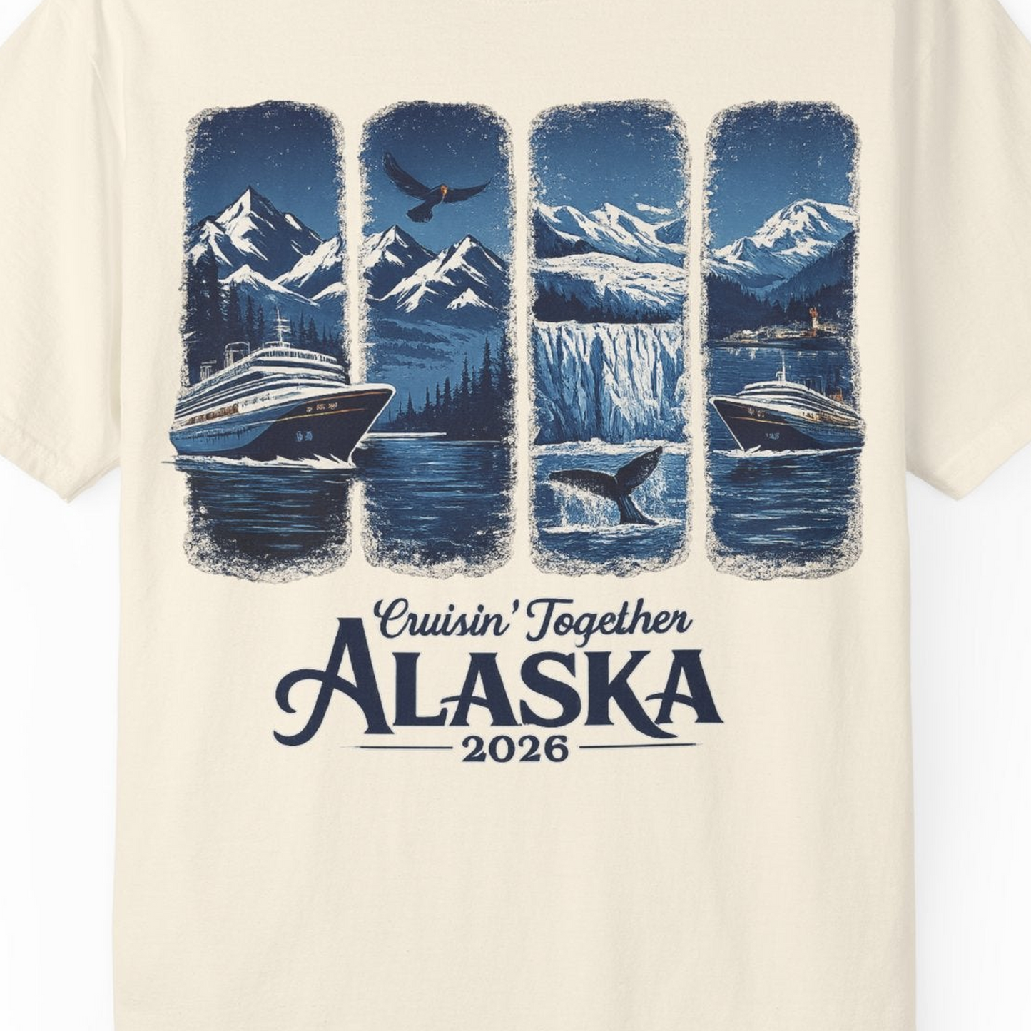 Alaska Cruise Adventure Shirt Comfort Colors T-Shirt – Ivory – Alaska Cruise Shirts Close Up