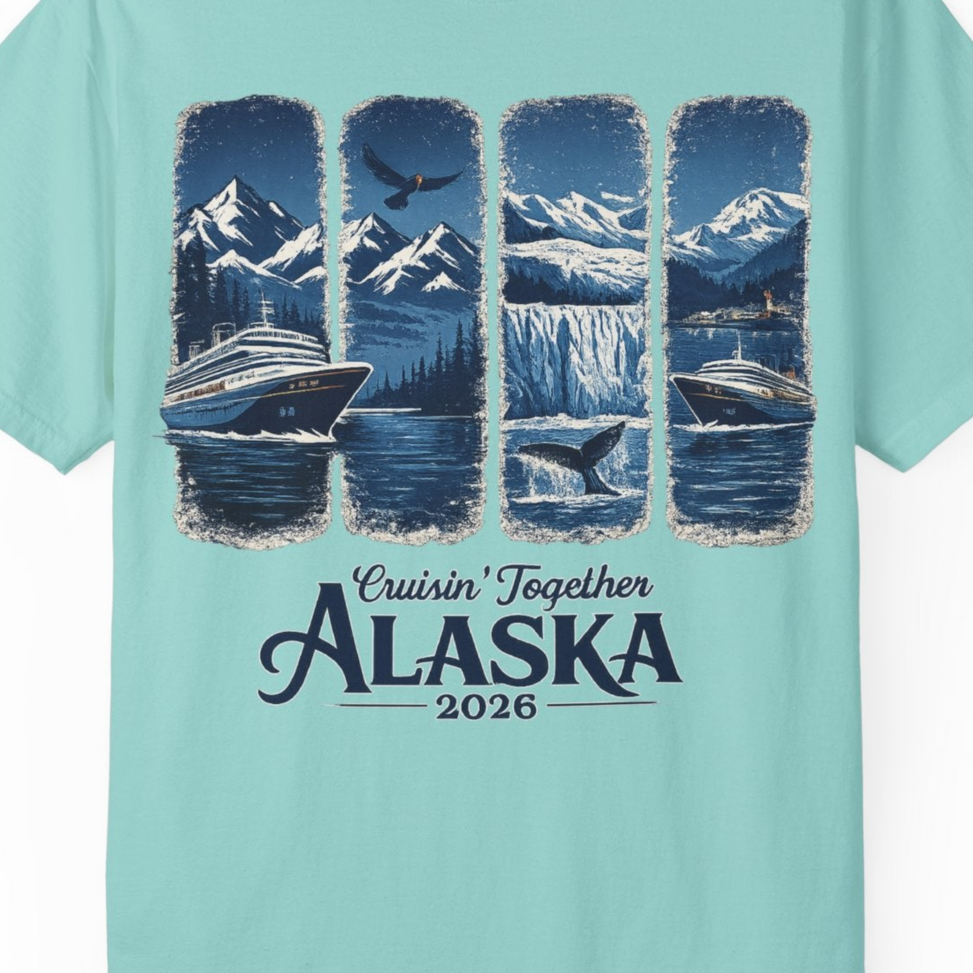 Alaska Cruise Adventure Shirt Comfort Colors T-Shirt – Chalky Mint – Alaska Cruise Shirts Close Up