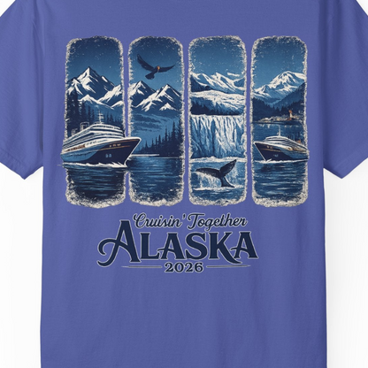 Alaska Cruise Adventure Shirt Comfort Colors T-Shirt – Periwinkle – Alaska Cruise Shirts Close Up