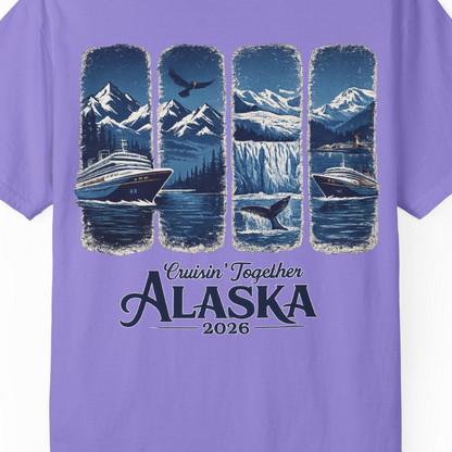 Alaska Cruise Adventure Shirt Comfort Colors T-Shirt – Violet – Alaska Cruise Shirts Close Up