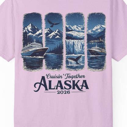 Alaska Cruise Adventure Shirt Comfort Colors T-Shirt – Orchid – Alaska Cruise Shirts Close Up