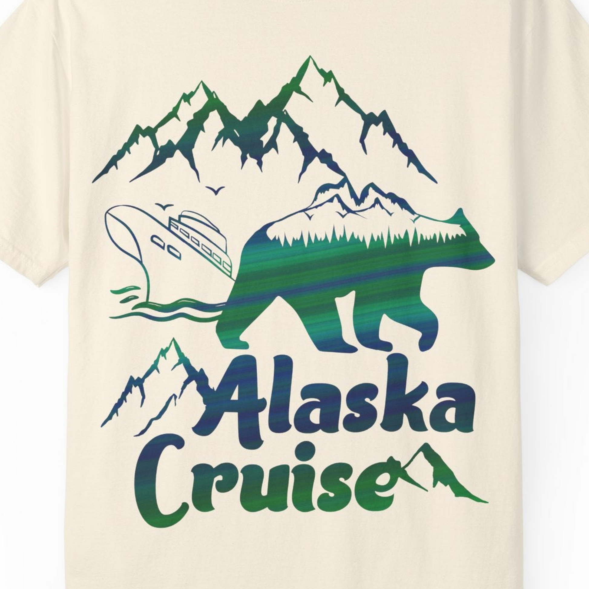 Alaska Cruise Bear Mountains Silhouette Shirt Comfort Colors T-Shirt – Ivory – Alaska Cruise Shirts Close Up