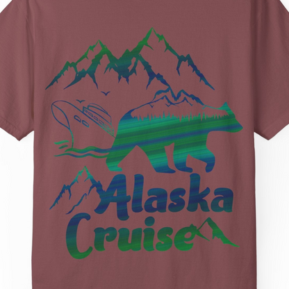 Alaska Cruise Bear Mountains Silhouette Shirt Comfort Colors T-Shirt – Brick – Alaska Cruise Shirts Close Up