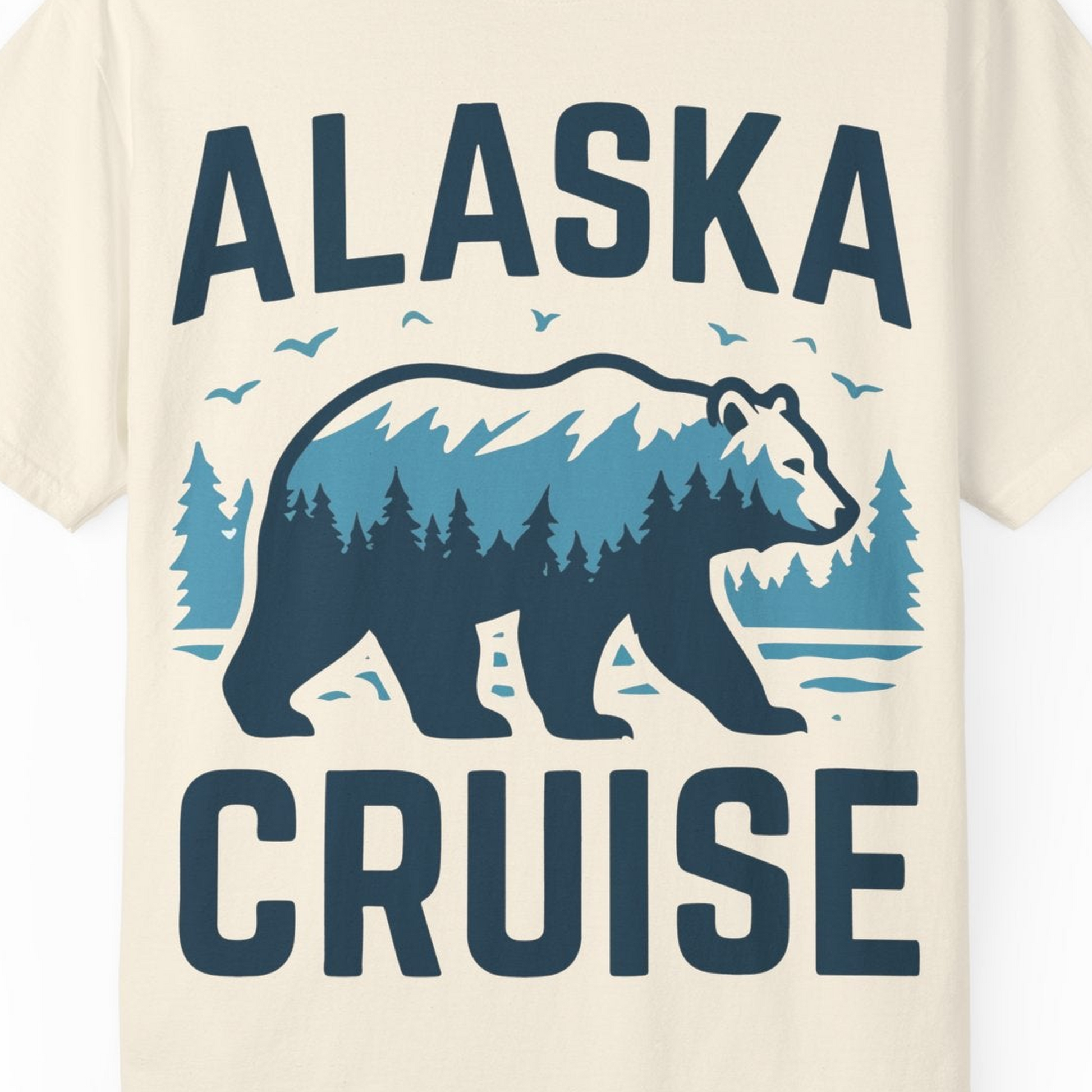 Alaska Cruise Shirt Bear Silhouette Forest Wildlife Nature Tee — Comfort Comfort Colors T-Shirt – Ivory – Alaska Cruise Shirts Close Up