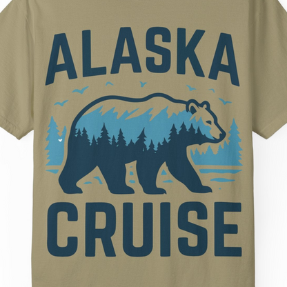 Alaska Cruise Shirt Bear Silhouette Forest Wildlife Nature Tee — Comfort Comfort Colors T-Shirt – Khaki – Alaska Cruise Shirts Close Up