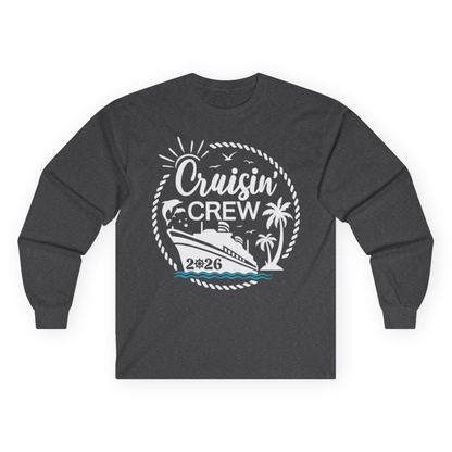 Cruisin Crew Shirt Tropical Family Group Cruise 2026 Caribbean Islands – Dark Heather – Alaska Cruise Shirts
