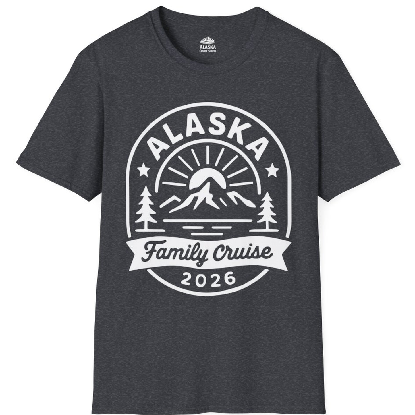 Alaska Family Cruise 2026 Mountain Nature Adventure Shirt – Dark Heather Grey – Alaska Cruise Shirts