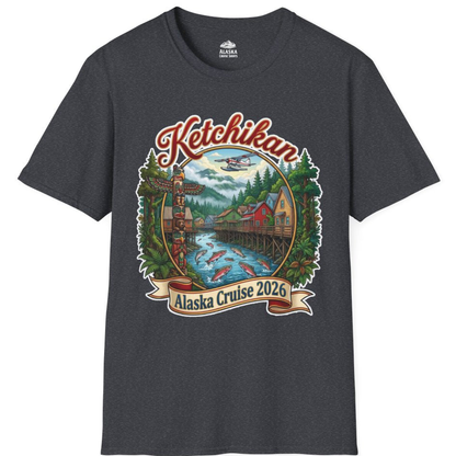 Ketchikan Alaska Cruise 2026 Vintage Souvenir Vacation Shirt – Dark Heather Grey – Alaska Cruise Shirts