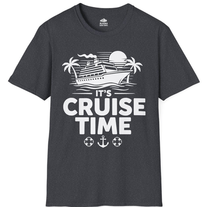 It’s Cruise Time Bold Nautical Vacation Shirt for Cruise Enthusiasts – Dark Heather Grey – Alaska Cruise Shirts