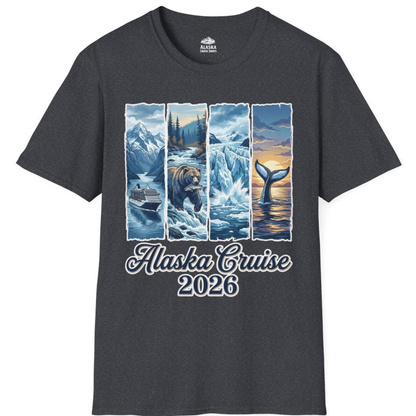 Alaska Cruise 2026 Scenic Wildlife Adventure Souvenir Shirt – Dark Heather Grey – Alaska Cruise Shirts