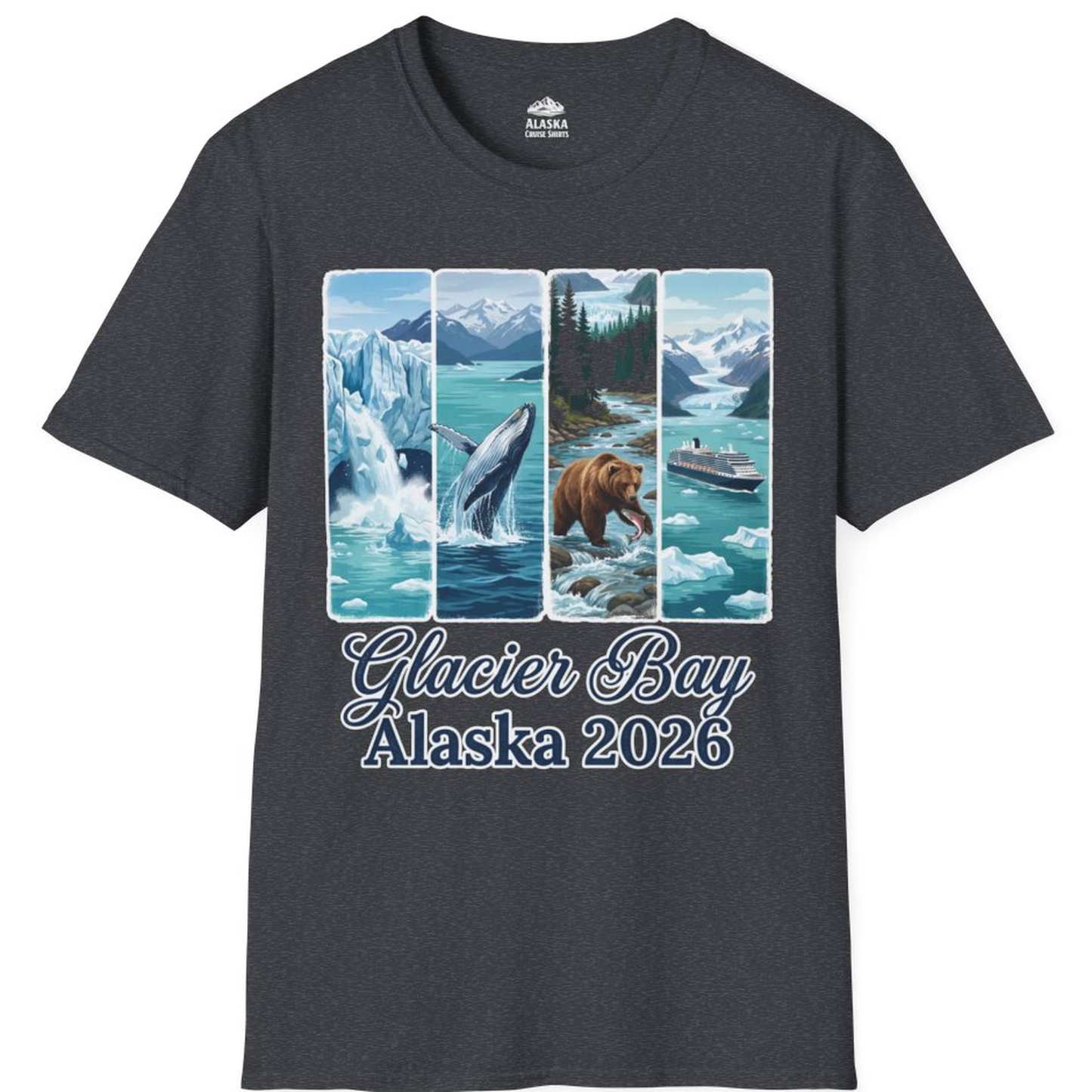 Glacier Bay Alaska 2026 Cruise Nature Wildlife Adventure Shirt – Dark Heather Grey – Alaska Cruise Shirts
