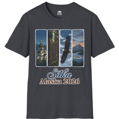 Sitka Alaska 2026 Cruise and Wildlife Souvenir Graphic Shirt – Dark Heather Grey – Alaska Cruise Shirts