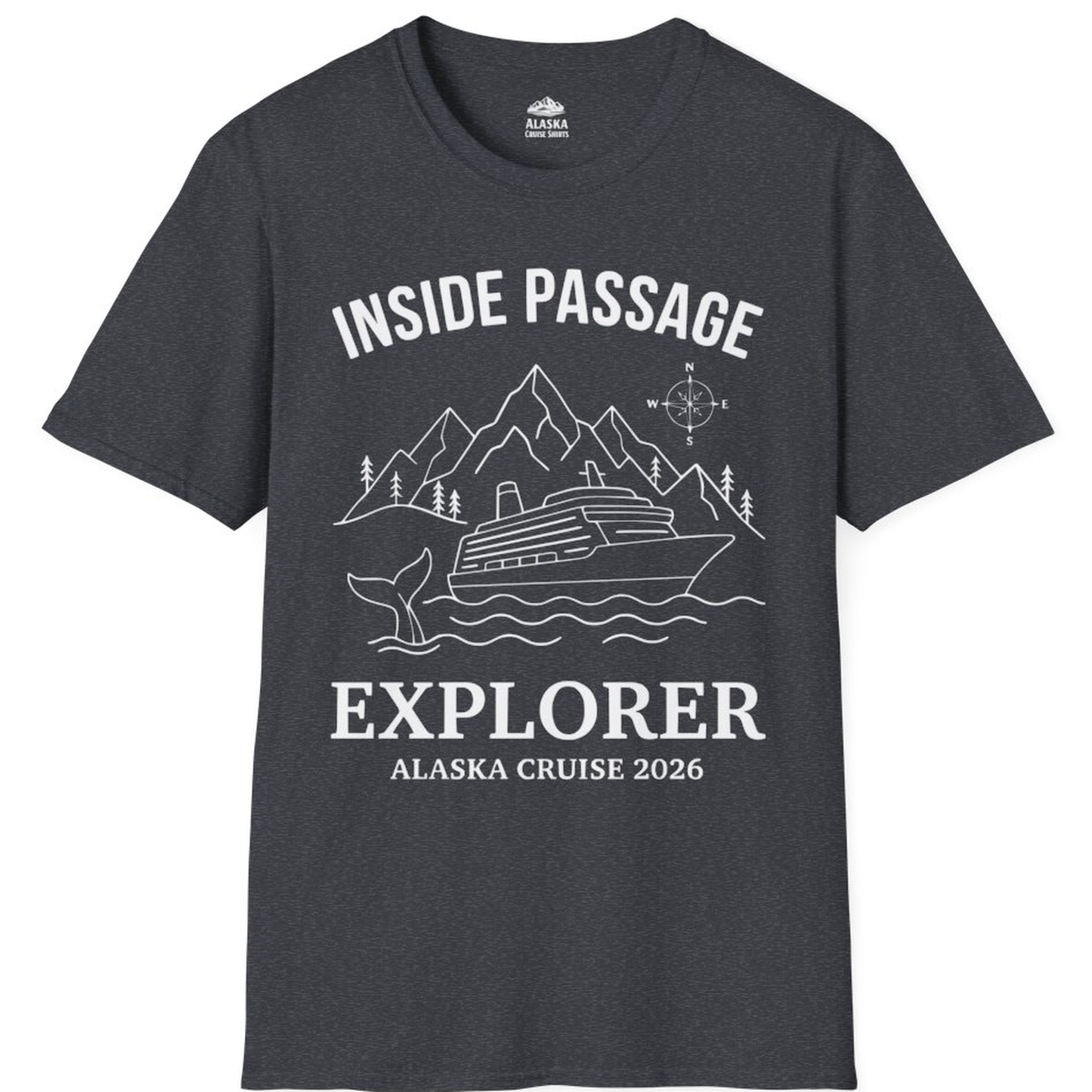 Inside Passage Explorer Alaska Cruise Adventure 2026 Shirt – Dark Heather Grey – Alaska Cruise Shirts