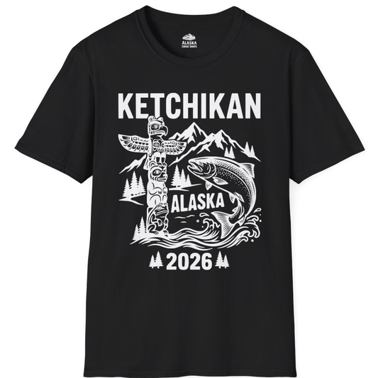 Ketchikan Alaska 2026 Totem Pole and Salmon Souvenir Shirt – Alaska Cruise Shirts