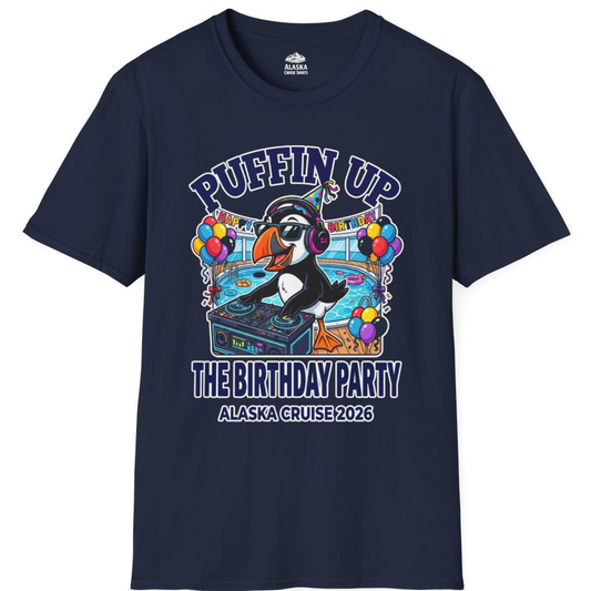 Funny Puffin DJ Birthday Party Alaska Cruise 2026 Shirt – Alaska Cruise Shirts